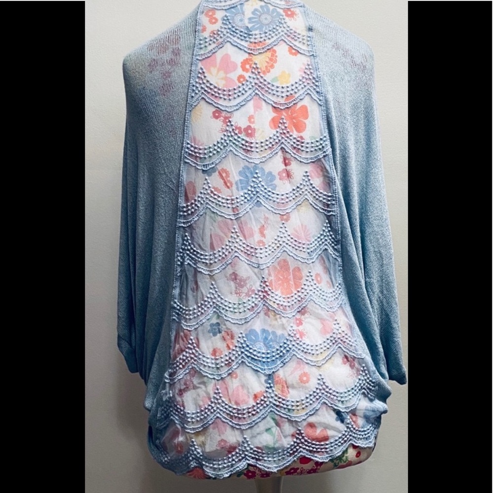 Blue Rain Cascading Lace Shrug